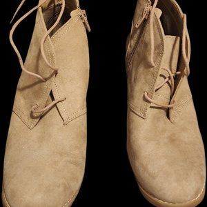 Universal Thread Women's Size 11 Ankle Boots Bootie Zipper Microsuede Wedge Tan